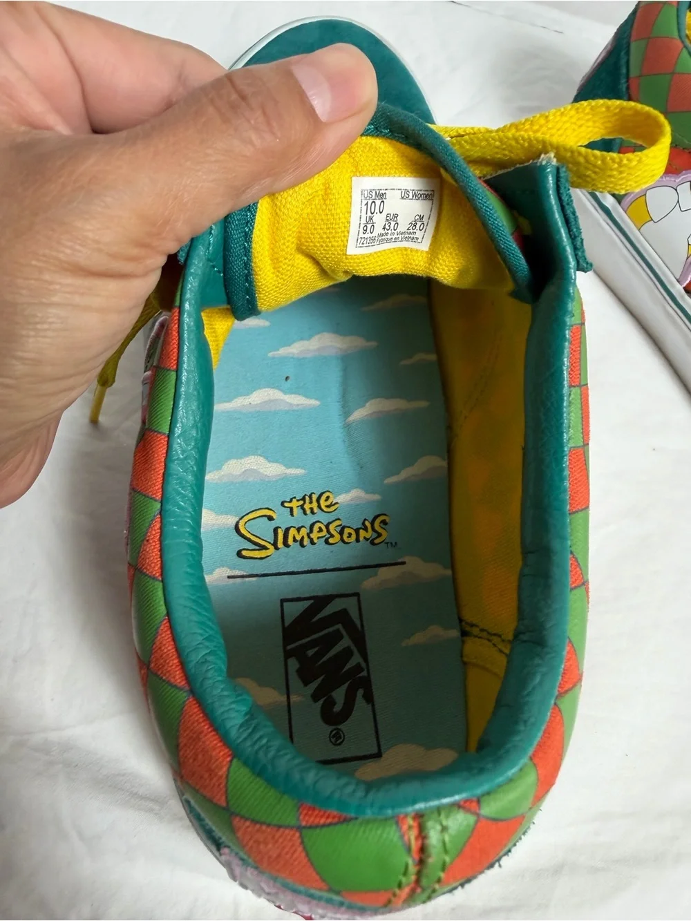 Vans The Simpsons Green, Red & Yellow Argyle Low-Top Sneakers